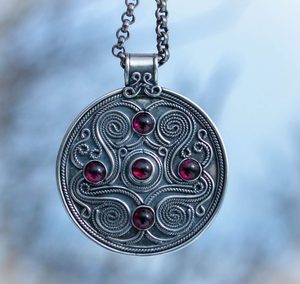 BATTERSEA, luxury Brythonic jewel inspired by the find, gemstones, pendant, silver 925, 11 g