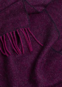 Irish Scarf, Foxford Magenta Juniper Herringbone Lambswool