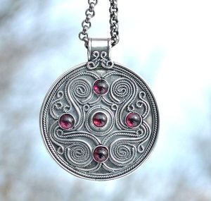 BATTERSEA, luxury Brythonic jewel inspired by the find, gemstones, pendant, silver 925, 11 g