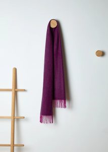Irish Scarf, Foxford Magenta Juniper Herringbone Lambswool