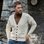 Men's wool cardigan, Irish sweater, Aran