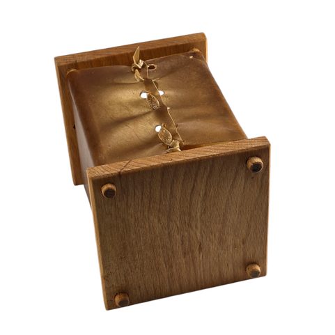 MEDIEVAL LANTERN, WOOD WITH RAWHIDE, REPLICA