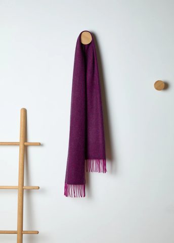IRISH SCARF, FOXFORD MAGENTA JUNIPER HERRINGBONE LAMBSWOOL