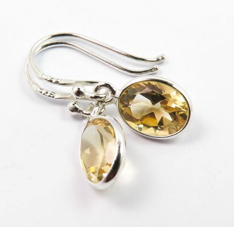 HELIOS, SILVER EARRINGS, CITRINE, AG 925/1000