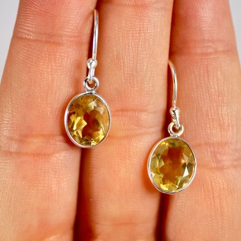 HELIOS, SILVER EARRINGS, CITRINE, AG 925/1000