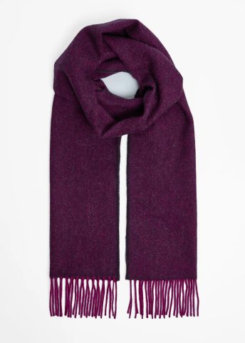 IRISH SCARF, FOXFORD MAGENTA JUNIPER HERRINGBONE LAMBSWOOL