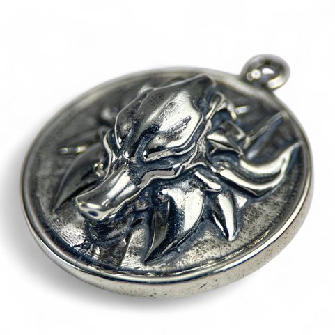 SLAVIC WOLF AMULET, SILVER 925, 23G