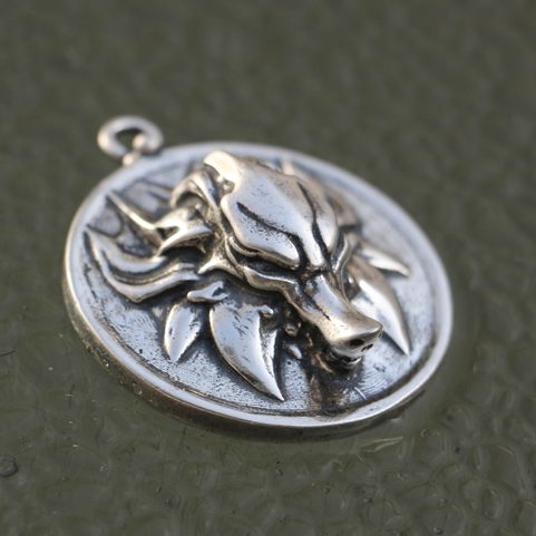 SLAVIC WOLF AMULET, SILVER 925, 23G