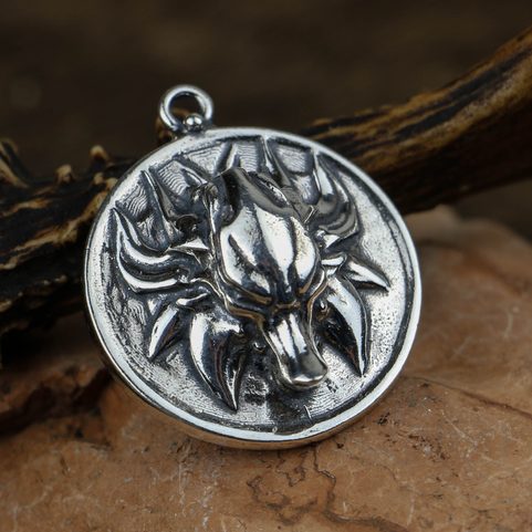 SLAVIC WOLF AMULET, SILVER 925, 23G