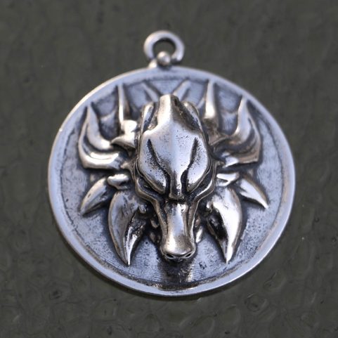 SLAVIC WOLF AMULET, SILVER 925, 23G