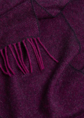 IRISH SCARF, FOXFORD MAGENTA JUNIPER HERRINGBONE LAMBSWOOL