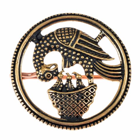MEDIEVAL BROOCH - PELICAN, BRONZE