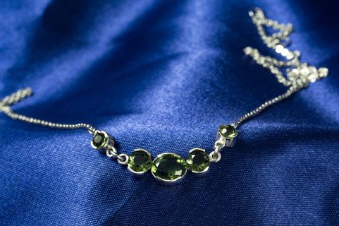 ELARA, MOLDAVITE, NECKLACE, SILVER