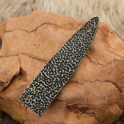 VIKING STRAP END BORRE, ZINC ANT. BRASS