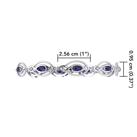 KNOTTED SILVER BANGLE DE LUXE WITH AMETHYSTS, AG 925