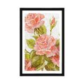 AFFICHE AVEC PASSE-PARTOUT – BOUQUET VINTAGE DE ROSES - FLEURS - AFFICHES