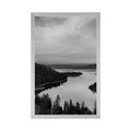 AFFICHE – LAC AU COUCHER DU SOLEIL EN NOIR ET BLANC - NATURE - AFFICHES