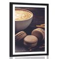 AFFICHE – CAFÉ AVEC MACARONS AU CHOCOLAT - AVEC UN MOTIF DE CUISINE - AFFICHES