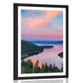 AFFICHE AVEC PASSE-PARTOUT – LAC AU COUCHER DU SOLEIL - NATURE - AFFICHES