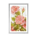 AFFICHE AVEC PASSE-PARTOUT – BOUQUET VINTAGE DE ROSES - FLEURS - AFFICHES