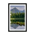 AFFICHE AVEC PASSE-PARTOUT – PANORAMA MAGNIFIQUE DES MONTAGNES AU BORD DU LAC - NATURE - AFFICHES