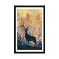 AFFICHE AVEC PASSE-PARTOUT – PEINTURE ARTISTIQUE DE LA FORÊT - ANIMAUX - AFFICHES