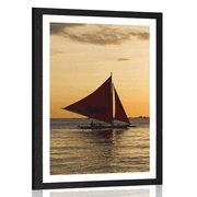 AFFICHE AVEC PASSE-PARTOUT – COUCHER DE SOLEIL MAGNIFIQUE SUR LA MER - NATURE - AFFICHES