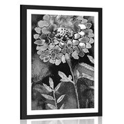 AFFICHE AVEC PASSE-PARTOUT – FLEURS MAGNIFIQUES EN NOIR ET BLANC - NOIR ET BLANC - AFFICHES
