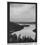 AFFICHE – LAC AU COUCHER DU SOLEIL EN NOIR ET BLANC - NATURE - AFFICHES