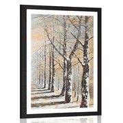 AFFICHE AVEC PASSE-PARTOUT – ALLÉE D'ARBRES EN HIVER - NATURE - AFFICHES
