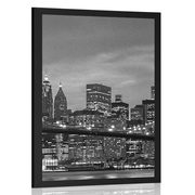 AFFICHE – PONT À BROOKLYN EN NOIR ET BLANC - NOIR ET BLANC - AFFICHES