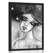 AFFICHE – FÉE LUNAIRE EN NOIR ET BLANC - NOIR ET BLANC - AFFICHES