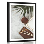 AFFICHE AVEC PASSE-PARTOUT – NATURE MORTE DE THÉ SUR FOND BÉTON - NATURE MORTE - AFFICHES