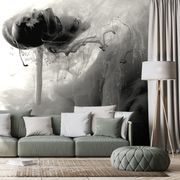 PAPIER PEINT – FLEUR INTÉRESSANTE EN NOIR ET BLANC - PAPIERS PEINTS NOIR ET BLANC - PAPIERS PEINTS PANORAMIQUES