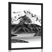 AFFICHE – BELLE PAYSAGE DE MONTAGNE EN NOIR ET BLANC - NOIR ET BLANC - AFFICHES