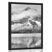 AFFICHE – LAC PRÈS DE LA MONTAGNE MAGNIFIQUE EN NOIR ET BLANC - NOIR ET BLANC - AFFICHES
