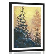 AFFICHE AVEC PASSE-PARTOUT – PEINTURE DE LA FORÊT - NATURE - AFFICHES