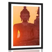 AFFICHE AVEC PASSE-PARTOUT – STATUE DE BOUDDHA AU MILIEU DES PIERRES - FENG SHUI - AFFICHES