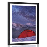 AFFICHE AVEC PASSE-PARTOUT – TENTE SOUS LE CIEL NOCTURNE - NATURE - AFFICHES