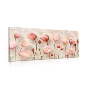 TABLEAU SUR TOILE – TULIPES ROSE ANCIEN - TABLEAUX DE FLEURS - TABLEAUX