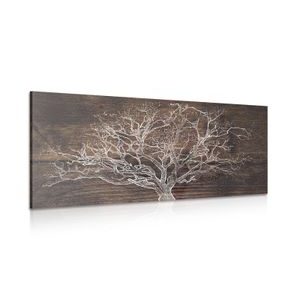 TABLEAU SUR TOILE – ARBRE SUR FOND DE BOIS - TABLEAUX ARBRES DE VIE - TABLEAUX
