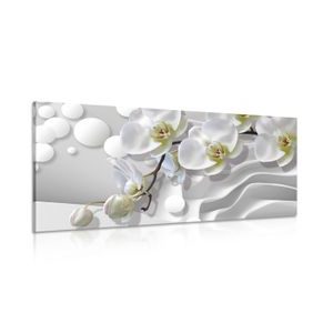 TABLEAU SUR TOILE – ORCHIDÉE SUR FOND ABSTRAIT - TABLEAUX DE FLEURS - TABLEAUX