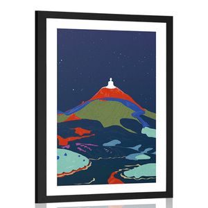 AFFICHE AVEC PASSE-PARTOUT – MÉDITATION DE BOUDDHA AU SOMMET - MOTIFS DE NOTRE ATELIER - AFFICHES