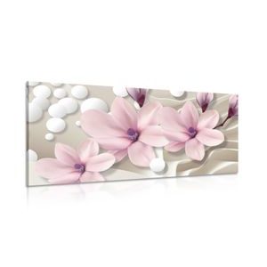 TABLEAU SUR TOILE – MAGNOLIA SUR FOND ABSTRAIT - TABLEAUX DE FLEURS - TABLEAUX