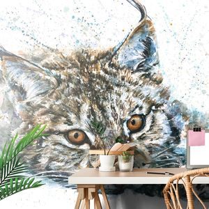 PAPIER PEINT – LYNX EN AQUARELLE - PAPIERS PEINTS ANIMAUX - PAPIERS PEINTS PANORAMIQUES