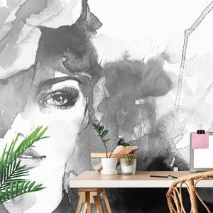 PAPIER PEINT – PORTRAIT DE FEMME EN NOIR ET BLANC - PAPIERS PEINTS NOIR ET BLANC - PAPIERS PEINTS PANORAMIQUES