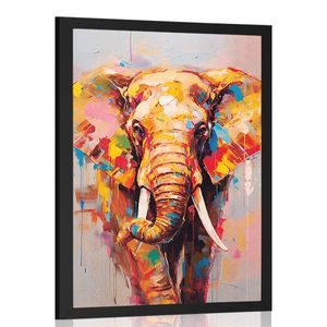 AFFICHE – ÉLÉPHANT STYLÉ AVEC IMITATION DE PEINTURE - ANIMAUX - AFFICHES