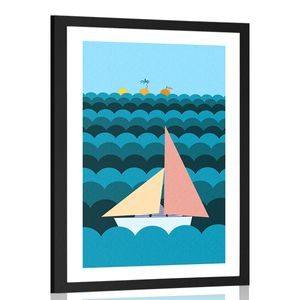 AFFICHE – BATEAU SUR LA MER AVEC PASSE-PARTOUT - MOTIFS DE NOTRE ATELIER - AFFICHES