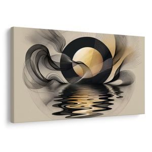 TABLEAU SUR TOILE – LUNE ABSTRAITE SUR L’EAU - PEINTURES ABSTRAITES - TABLEAUX