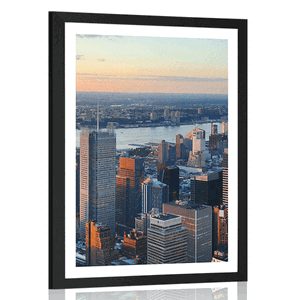 AFFICHE AVEC PASSE-PARTOUT – PANORAMA DE LA VILLE DE NEW YORK - VILLES - AFFICHES
